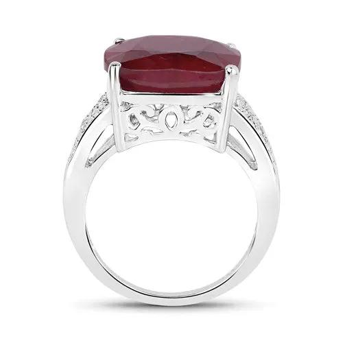 Ring by Bids.com, 14.47ct dyed ruby with white topaz, sterling silver band on Tampa Home & Garden Store