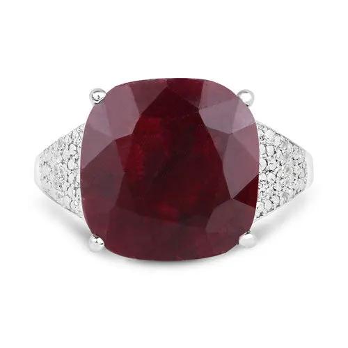 Ring with a 14.47ct dyed ruby centerpiece and pave white topaz on .925 sterling silver on Tampa Home & Garden Store
