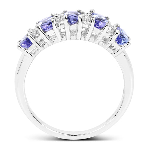 Sterling silver ring with 1.51ct Tanzanite and white topaz stones, multi-stone setting on Tampa Home & Garden Store