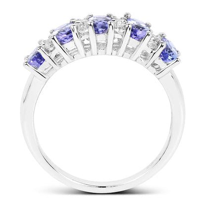Sterling silver ring with 1.51ct Tanzanite and white topaz stones, multi-stone setting on Tampa Home & Garden Store