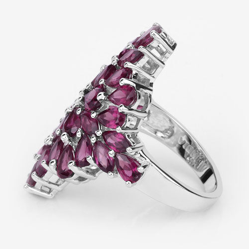 7.52 carat rhodolite cluster ring in .925 sterling silver featuring marquise-cut pink stones on Tampa Home & Garden Store