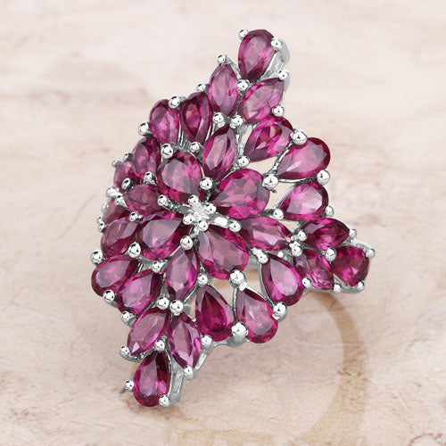 Ring 7.52 Carat genuine rhodolite cluster in .925 Sterling Silver by Bids.com on Tampa Home & Garden Store
