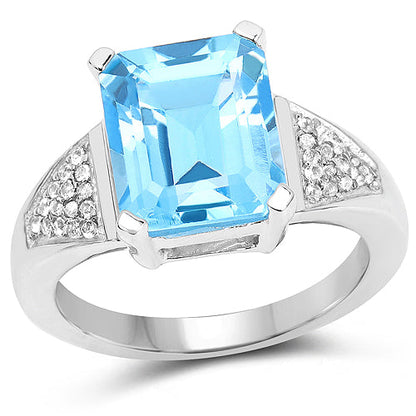 Ring, 5.75ct Swiss Blue Topaz with white topaz accents in .925 sterling silver by Bids.com on Tampa Home & Garden Store