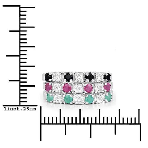 1.44ct Multi-Stone .925 Silver Ring with black, pink, mint green and clear stones on Tampa Home & Garden Store