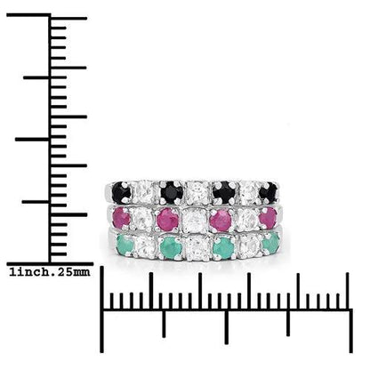 1.44ct Multi-Stone .925 Silver Ring with black, pink, mint green and clear stones on Tampa Home & Garden Store