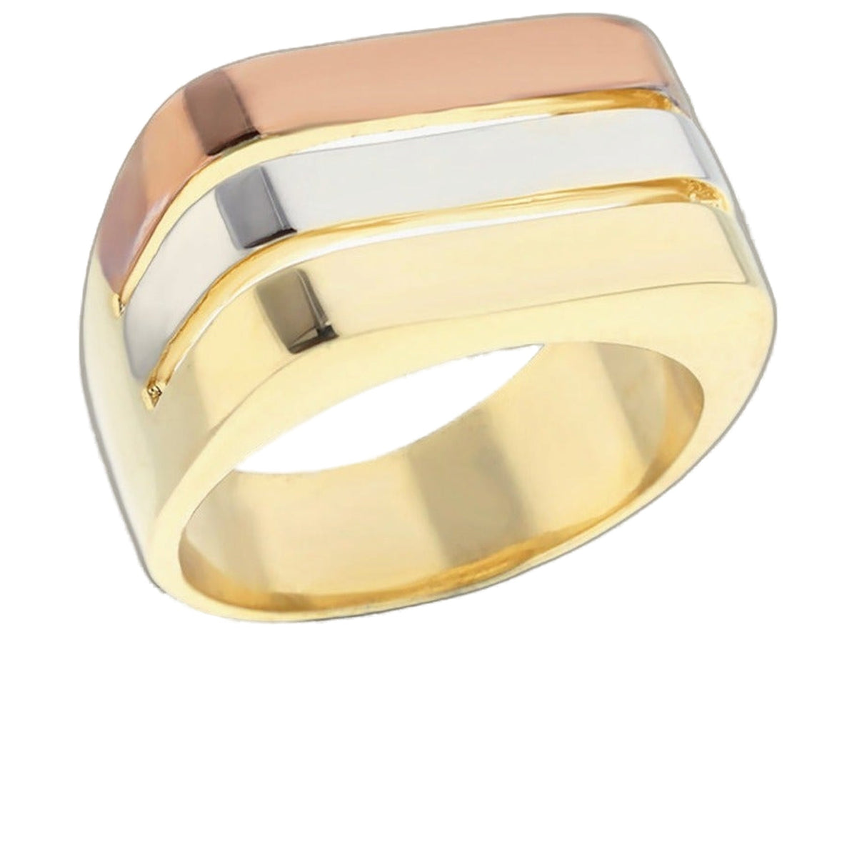Socialite Ring by Lauren G Adams, tri-color gold stacked band in rose, white, yellow gold on Tampa Home & Garden Store