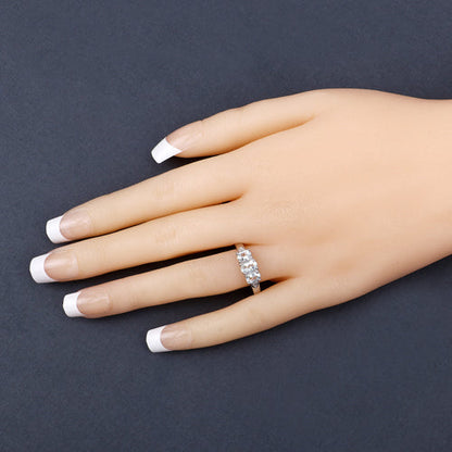 Sterling silver ring with a row of clear diamonds worn on the finger on Tampa Home & Garden Store