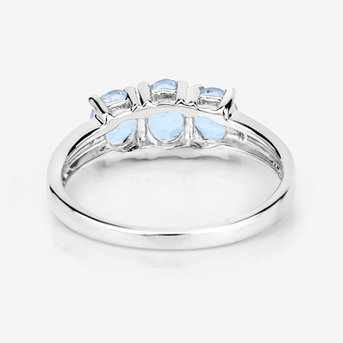 0.95ct genuine aquamarine and white diamond ring in .925 sterling silver on Tampa Home & Garden Store