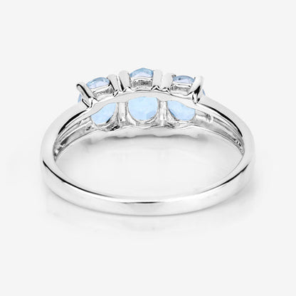 0.95ct genuine aquamarine and white diamond ring in .925 sterling silver on Tampa Home & Garden Store