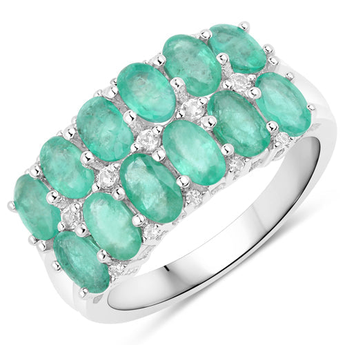 2.56ct emerald and white topaz three-row oval emeralds ring in .925 sterling silver by Bids.com on Tampa Home & Garden Store