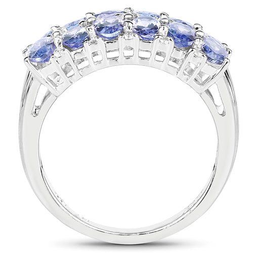 Sterling silver ring featuring 3.16ct Tanzanite and white topaz stones set along the top band on Tampa Home & Garden Store