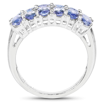 Sterling silver ring featuring 3.16ct Tanzanite and white topaz stones set along the top band on Tampa Home & Garden Store