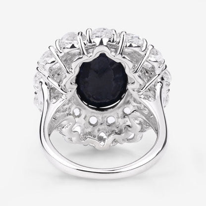 10.64ct dyed sapphire ring with white topaz halo in .925 Sterling Silver on Tampa Home & Garden Store