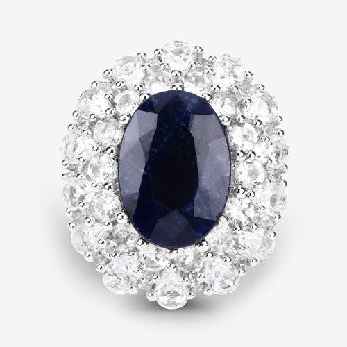 Ring: 10.64ct dyed sapphire with white topaz halo in .925 sterling silver by Bids.com on Tampa Home & Garden Store
