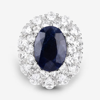 Ring: 10.64ct dyed sapphire with white topaz halo in .925 sterling silver by Bids.com on Tampa Home & Garden Store