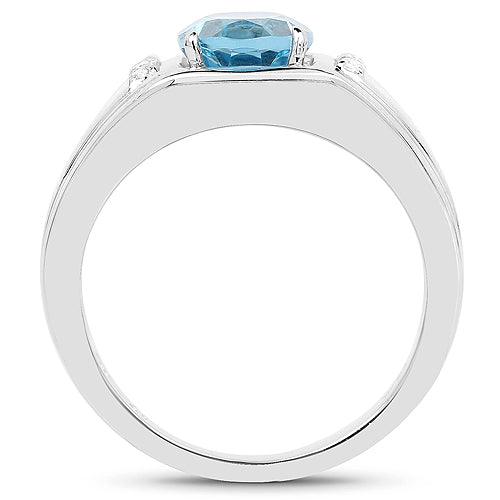 Sterling silver ring with a 2.18 ct London blue topaz center and white topaz accents on Tampa Home & Garden Store