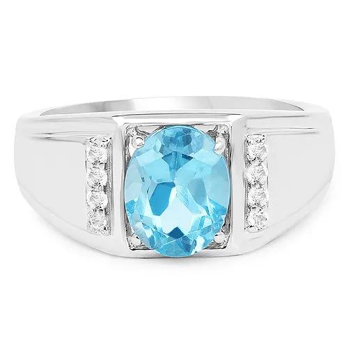 2.18ct London Blue Topaz and white topaz ring in .925 sterling silver by Bids.com on Tampa Home & Garden Store