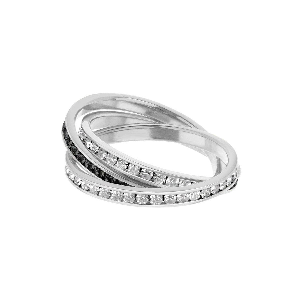 Glamour Pave Stackable Ring trio with triple channel pavé bands, black and white stones on Tampa Home & Garden Store