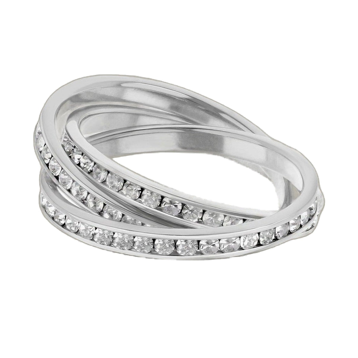 Glamour Pave Stackable Ring triple channel roll, silver-tone with pavé stones Lauren G Adams on Tampa Home & Garden Store