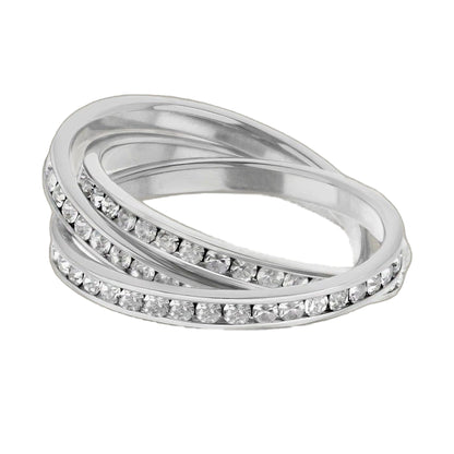 Glamour Pave Stackable Ring triple channel roll, silver-tone with pavé stones Lauren G Adams on Tampa Home & Garden Store