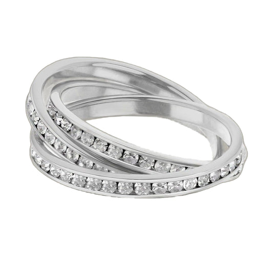 Glamour Pave Stackable Ring - Triple Channel, silver band with pave stones, Lauren G Adams on Tampa Home & Garden Store