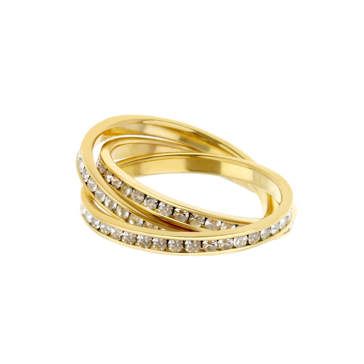 Glamour Pave Stackable Ring triple channel roll in gold-tone with pave diamonds by Lauren G Adams on Tampa Home & Garden Store