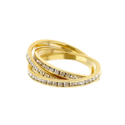Glamour Pave Stackable Ring triple channel roll in gold-tone with pave diamonds by Lauren G Adams on Tampa Home & Garden Store