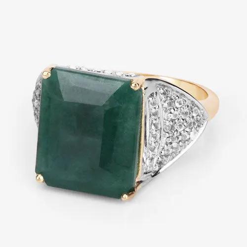 Ring with 8.70 ct dyed emerald center with white topaz accents in .925 sterling silver Bids.com on Tampa Home & Garden Store