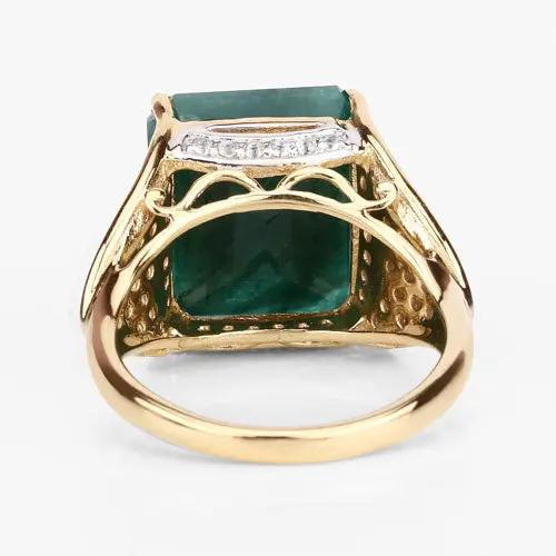 Ring with 8.70 carat dyed emerald and white topaz accents in a gold-tone setting on Tampa Home & Garden Store