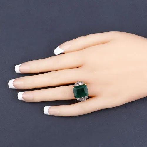 Ring 8.70ct dyed emerald and white topaz sterling silver with white topaz halo on Tampa Home & Garden Store