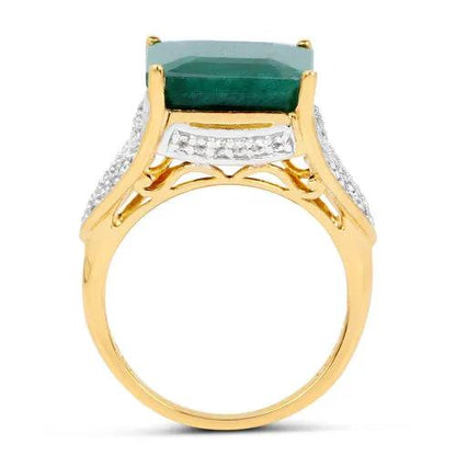 Ring by Bids.com, 8.70ct dyed emerald and white topaz, yellow gold-tone setting with emerald-cut stone on Tampa Home & Garden Store