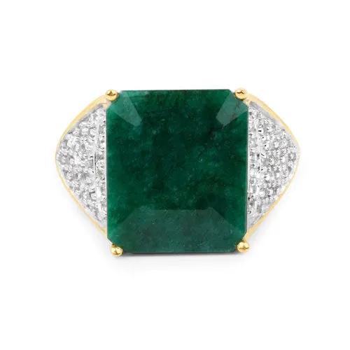 Dyed emerald and white topaz ring by Bids.com in .925 sterling silver with gold-tone prongs on Tampa Home & Garden Store