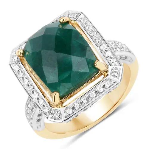 Ring 5.18 Carat dyed emerald and white topaz in .925 silver with emerald-cut green center on Tampa Home & Garden Store