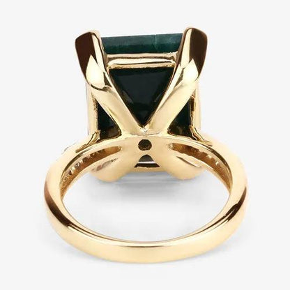7.64 ct dyed emerald and white diamond ring with emeraldcut green stone in goldtone setting on Tampa Home & Garden Store