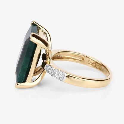 7.64ct dyed emerald and white diamond ring, sterling silver with gold-tone setting, Bids.com on Tampa Home & Garden Store