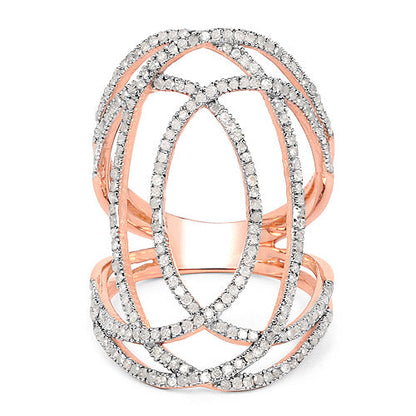 Ring rose gold plated with 0.73ct genuine white diamonds, .925 sterling silver, Bids.com on Tampa Home & Garden Store