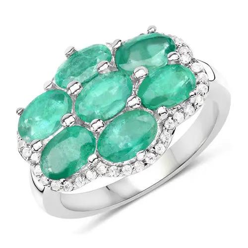 Ring with 3.33ct genuine Zambian emeralds and white zircon in a .925 sterling silver band on Tampa Home & Garden Store