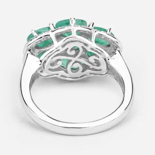 Ring 3.33 Carat Zambian Emerald and White Zircon, .925 sterling silver, filigree setting Bids.com on Tampa Home & Garden Store
