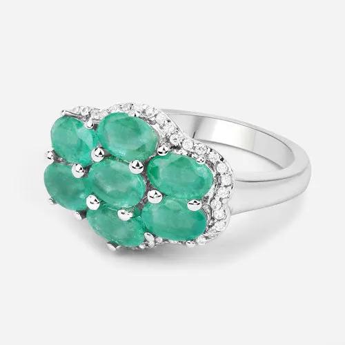 Ring with 3.33ct Zambian emerald cluster and white zircon halo in .925 silver by Bids.com on Tampa Home & Garden Store