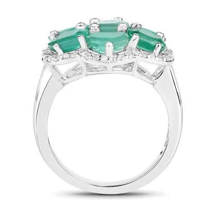 Emerald and white zircon ring in .925 sterling silver with 3.33 ct Zambian emerald halo by Bids.com on Tampa Home & Garden Store