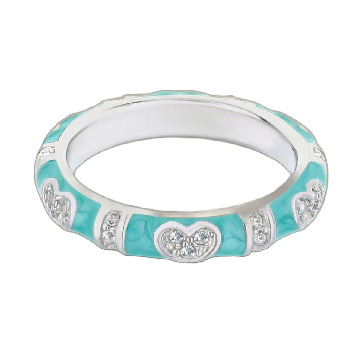 Stackable ring Pave Love Slim Heart Band turquoise enamel with crystals by Lauren G Adams on Tampa Home & Garden Store