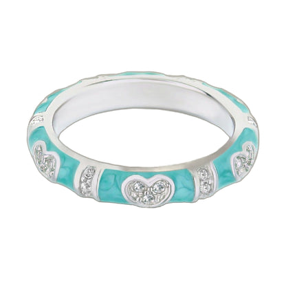 Stackable ring Pave Love Slim Heart Band turquoise enamel with crystals by Lauren G Adams on Tampa Home & Garden Store