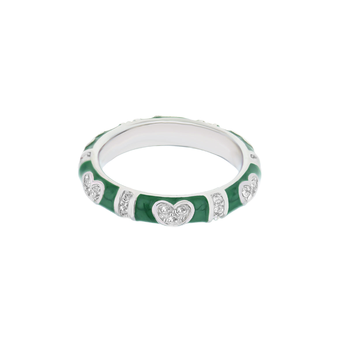 Pave Love Stackable Ring Slim Heart Band green with pavé heart accents Lauren G Adams on Tampa Home & Garden Store