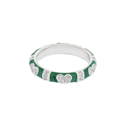 Pave Love Stackable Ring Slim Heart Band green with pavé heart accents Lauren G Adams on Tampa Home & Garden Store