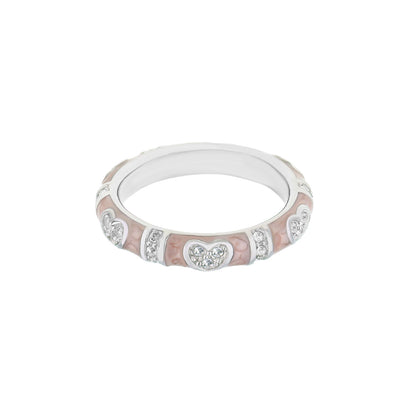 Pave Love Stackable Ring Slim Heart Band by Lauren G Adams, pink enamel panels & pave diamonds on Tampa Home & Garden Store