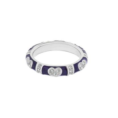 Pave Love Stackable Ring Slim Heart Band Lauren G Adams silver with purple enamel pavé hearts on Tampa Home & Garden Store
