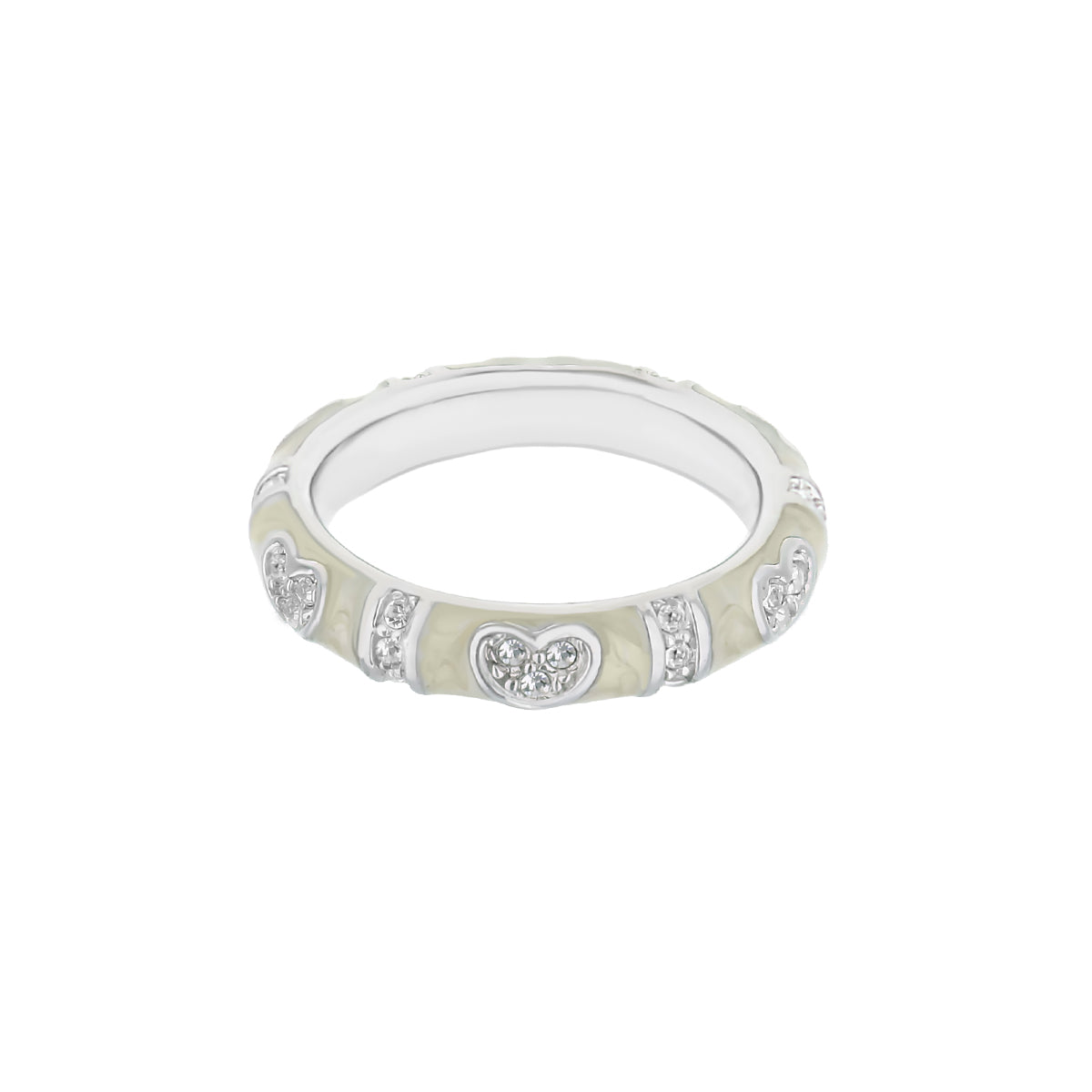 Pave Love Stackable Ring Slim Heart Band by Lauren G Adams two-tone band with pave heart accents on Tampa Home & Garden Store