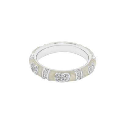 Pave Love Stackable Ring Slim Heart Band by Lauren G Adams two-tone band with pave heart accents on Tampa Home & Garden Store