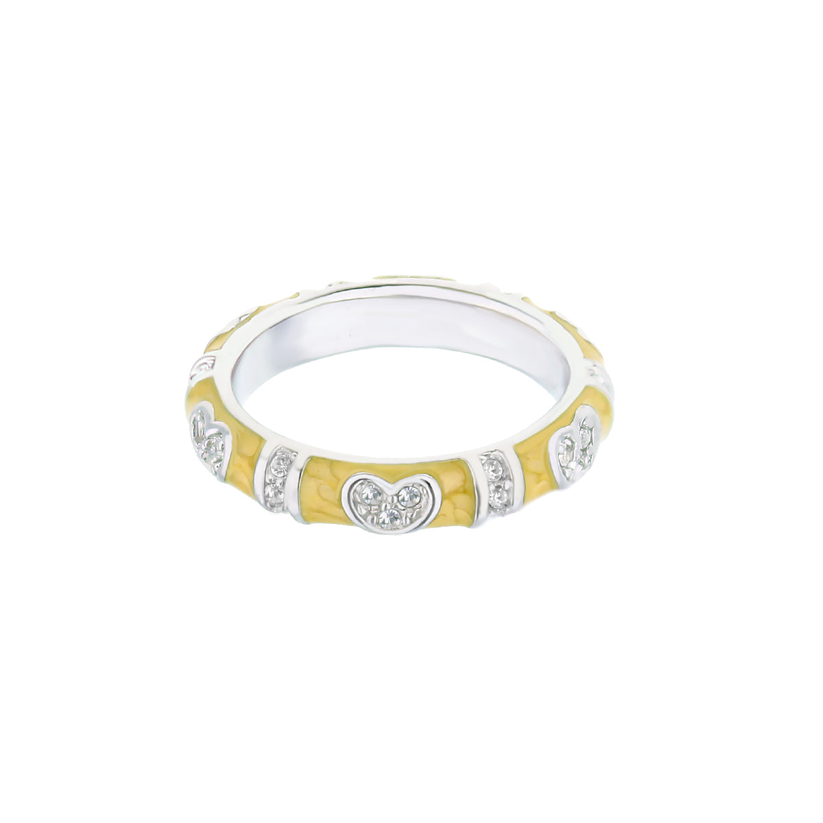 Pave Love Heart Stackable Ring Lauren G Adams two-tone yellow gold and silver pavé hearts on Tampa Home & Garden Store