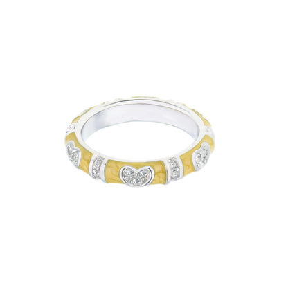 Pave Love Heart Stackable Ring Lauren G Adams two-tone yellow gold and silver pavé hearts on Tampa Home & Garden Store